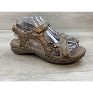 Clarks Unstructured Women's Sandals Metallic Bronze Leather 6.5 Comfort Shoes